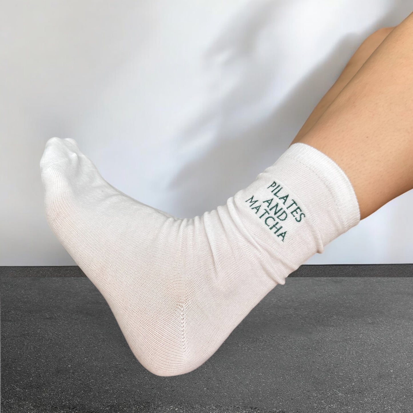 Pilates and Matcha Crew Socks